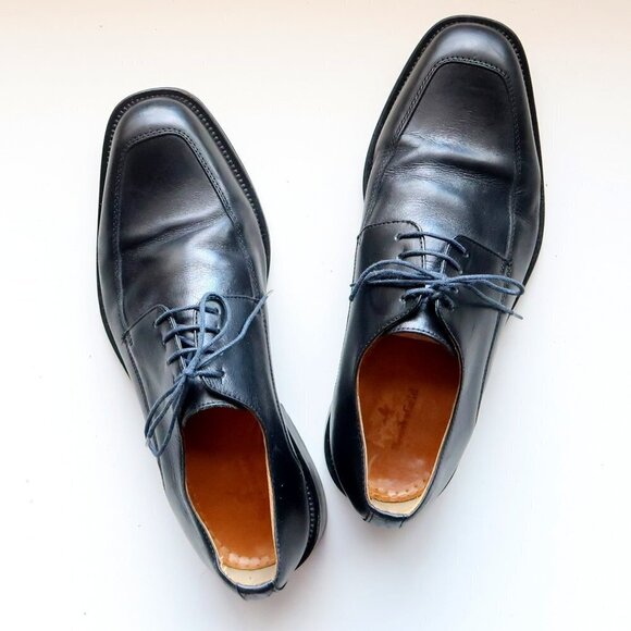 Brooksfiel Men's Italian Black Leather Lace-up Oxford Derby Formal Dress Shoes - Picture 14 of 15